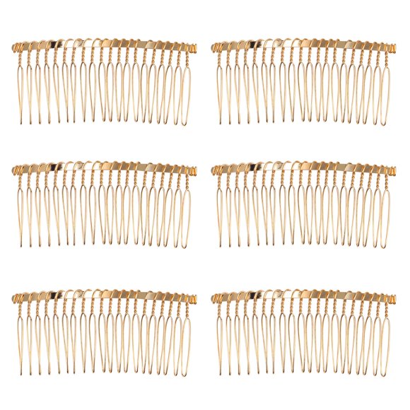 Senkary 10 peines de metal para el pelo con clip de alambre, peines para velo de novia (20 dientes dorados)