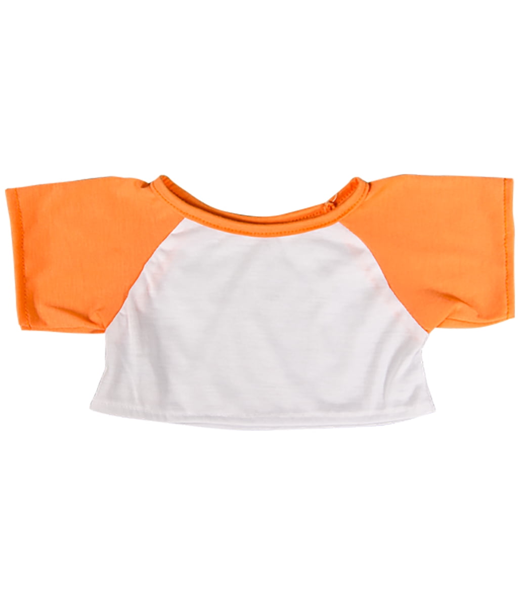 White Tee w/ Orange Sleeves Teddy Bear Clothes Fits Most 14"-18" Build-a-bear an 