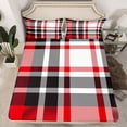 thumbnail image 2 of jejeloiu Abstract Geometric Grid Twin Sheet Sets,Checkered Plaid Pattern Twin Fitted Sheet,Pink Black White Line Flat Sheet For Girls Kids,Microfiber Bedroom Decor,3-Piece, 2 of 7