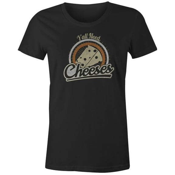 9 Crowns Tees Y'all Need Cheeses Funny Graphic Tee Shirt (Juniors Black, XS)