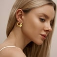 thumbnail image 3 of Lancharmed Gold Plated Stud Earrings for Womens,Gradient Hoops Earring Sister Gift, 3 of 9