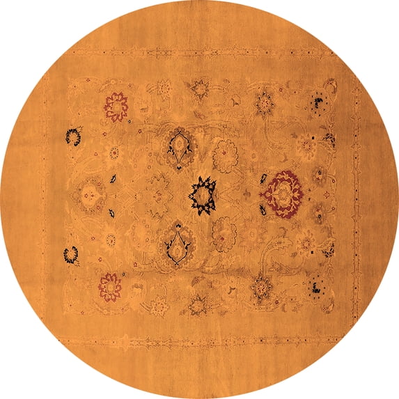 Ahgly Company Indoor Round Oriental Orange Industrial Area Rugs, 8' Round