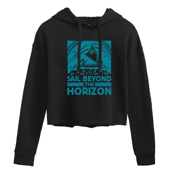 Sail Beyond The Horizon  - Ladies Juniors Cropped Pullover Hoodie