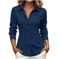 thumbnail image 2 of IUYRTFE Women Lapel Collar Button Down Long Sleeve Shirt for Casual Office Daily Wear, 2 of 6