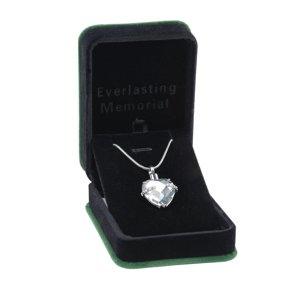 Cremation Urn For Human Ashes Heart Memorial Jewelry April Birthstone Crystal Heart Keepsake Ashes With Velvet Jewelry Box
