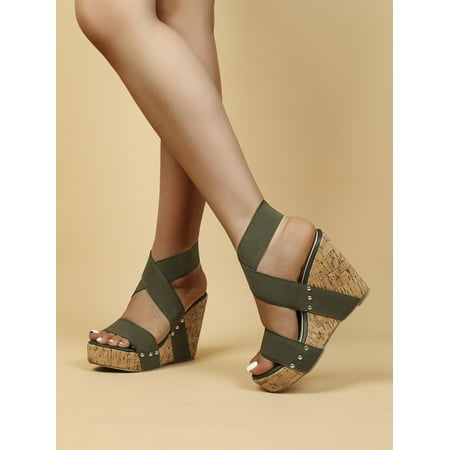 

Cross Strap Wedge Sandals Women‘s Footwear
