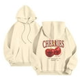 thumbnail image 4 of Puliio Women's Cherry Graphic Hoodies Cute Printing Full Sleeve Plus Size Hoody Sweatshirts Loose Casual Pullover Top Outdoor Hooded Jackets For Womens, 4 of 6