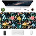 thumbnail image 1 of Extended Gaming Mouse Pad, 35.5x15.75 Non-Slip Large Desk Pad Mousepad with Stitched Edges Waterproof Keyboard Mouse Mat Desk Protector for Game, Office and Home, Black Blooming Flowers, 1 of 5