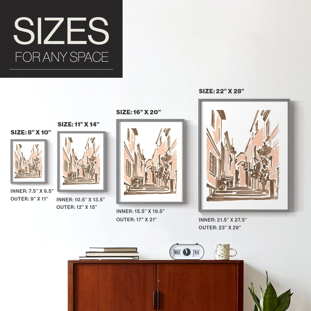 Blush Architecture Study I Framed Print in Gray Solid Wood Framed Print No Nail Hanging