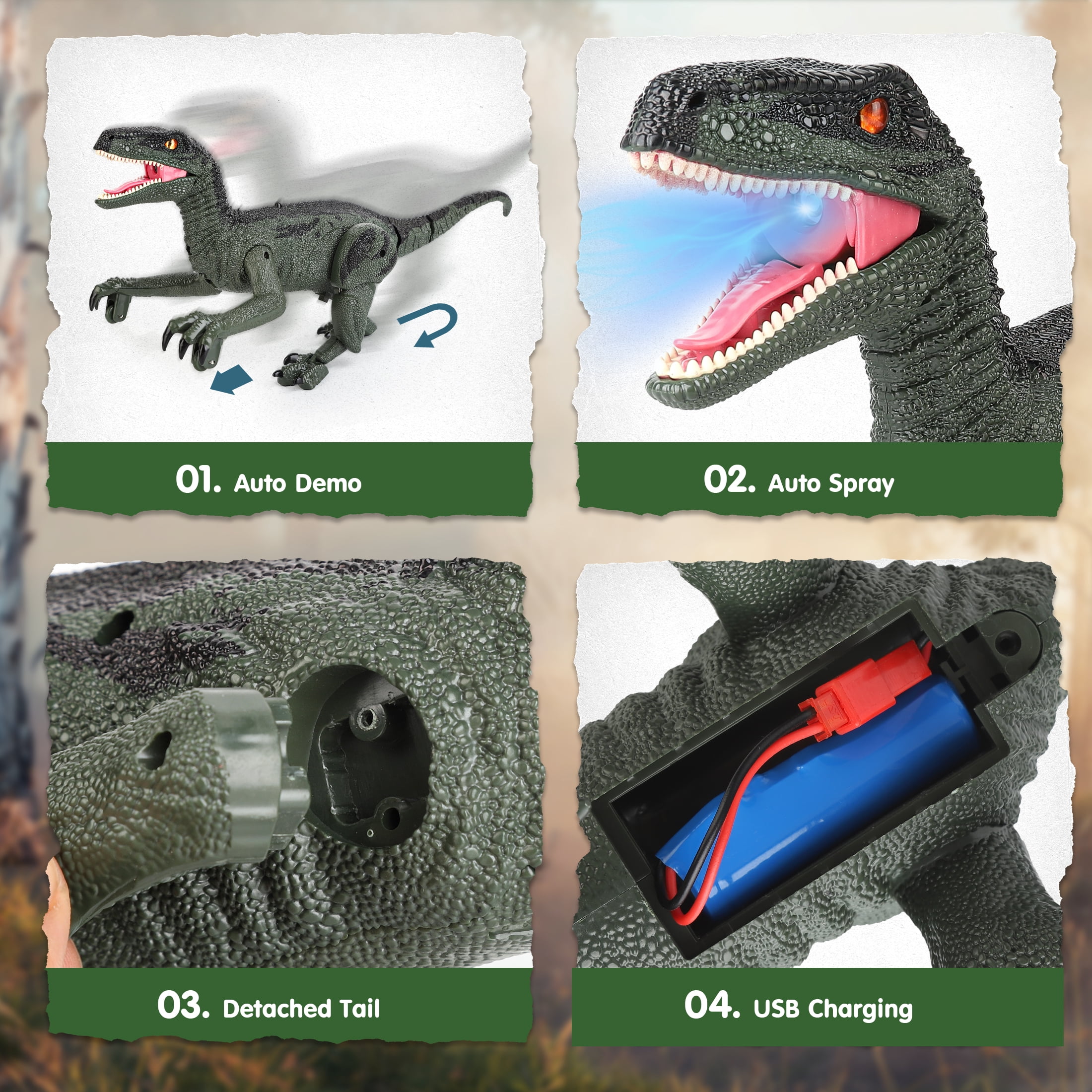 Remote Control Dinosaur, Realistic Dinosaur Toys for Kids 3-6, Rechargeable Walking Robot Dinosaur Jurassic Toys, 2.4GHZ RC Dinosaur Toys with Sound & Spray for Christmas Boys Girls 3+