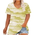 thumbnail image 3 of lcziwo Plus Size Tops for Women Short Sleeve T Shirt Casual Summer V Neck Tunics Fashion Boho Floral Graphic Tees Loose Oversized Blouses Yellow XXL, 3 of 6