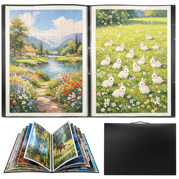 Large Puzzle Binder – Space-Saving Storage Folder for 500–1000 Piece Puzzle Collection, Holds 24 Puzzles, HD Film Pockets, Birthday Gift for Mom & Grandma