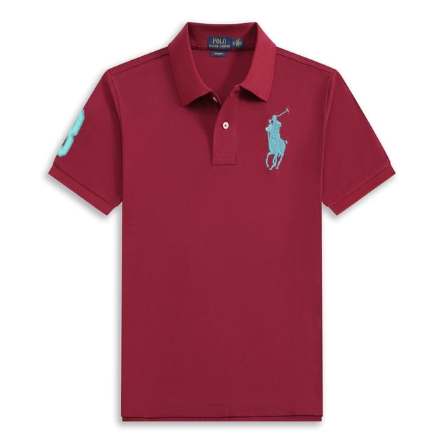Short Sleeve Polo Shirt Men's Loose Plus Size Lapel Solid Color Cotton Embroidered Shirt