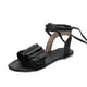 thumbnail image 2 of Sandalias de tacón plano con punta redonda y volantes de color liso para mujer, zapatos romanos Wmkox8yii nm10810, 2 of 8