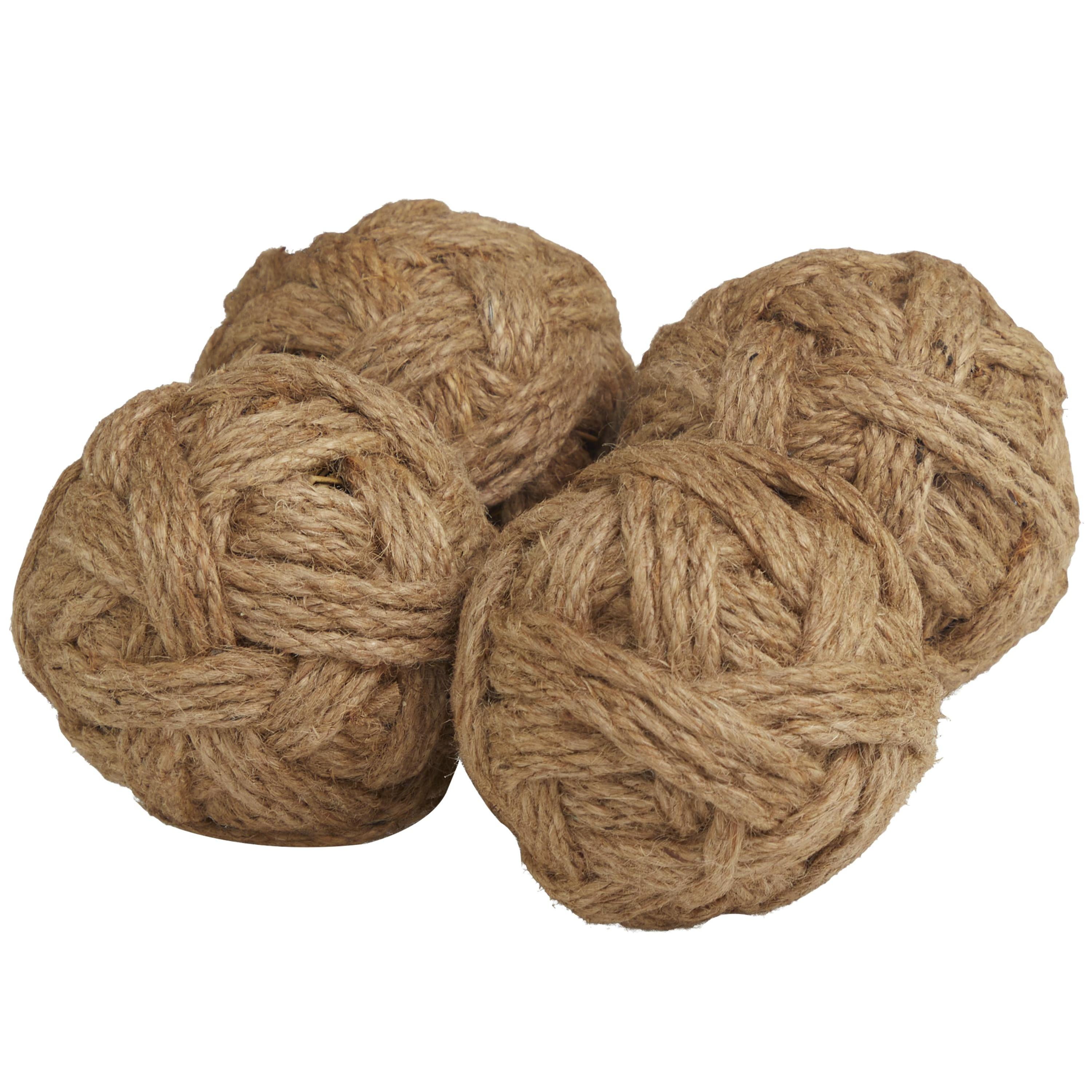 DecMode Brown 4" Handmade Decorative Ball Jute Rope Orbs & Vase Filler (4 Count)