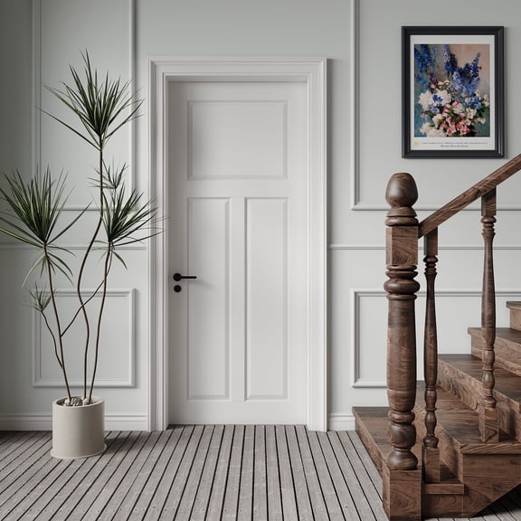 30" X 80" White 3 Panel T Shape Solid Manufactured Wood Interior Shaker Standard Door