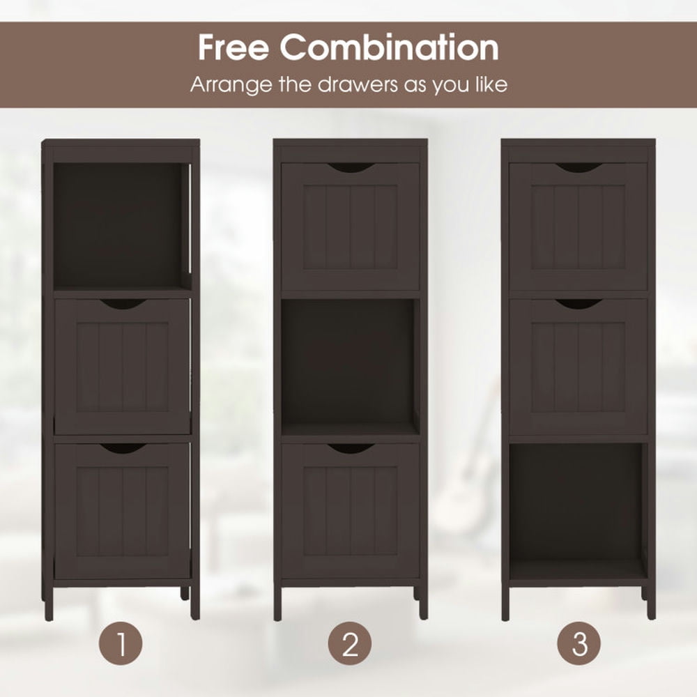 Finihen Bathroom Storage Cabinet, Bathroom Floor Cabinet, Wooden Bathroom Floor Cabinet with Removable Drawers, for Bathroom, Living Room, Bedroom, Kitchen, Brown Finihen Bathroom Storage Cabinet, Bathroom Floor Cabinet, Wooden Bathroom Floor Cabinet with Removable Drawers, for Bathroom, Living Room, Bedroom, Kitchen, Brown
