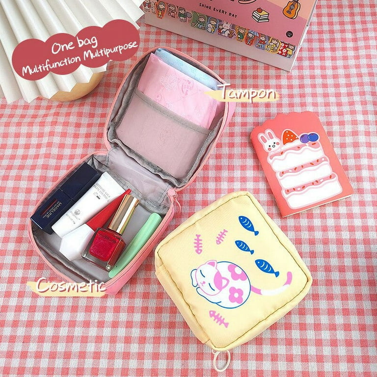 Women Small Cosmetic Bag Set Zipper Girls Mini Sanitary Napkins Makeup  Lipstick Bags Travel Earphone Coin Organizer Pouch Bags
