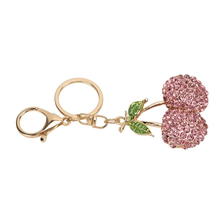 Cute?Keychain, Cherry?Keychain Rhinestones Cute Fashion Cherry Shape?? With  Key Rings For Birthday For Handbag?Decor? For Anniversary Pink 