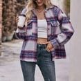 thumbnail image 5 of Zedker Women'S Fashion Plaid Printed Handiness Jackets,Casual Long Sleeve Button Down Blouses,Comfy Loose Fits Hoodless Outdoor Fall Tops,Purple,XXL, 5 of 8