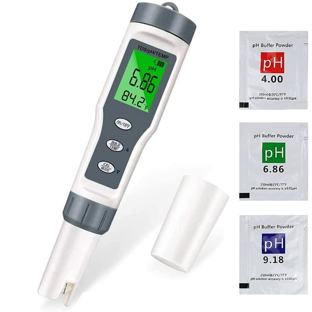 Probador De Medidor De Ph, Probador Electrónico De Ph Para Piscinas 3 En 1, Temperatura Del Medidor Tds, Probador De Calidad Del Agua Con Pantalla LCD Y Precisión De Lectura, Para Piscinas, Acuarios