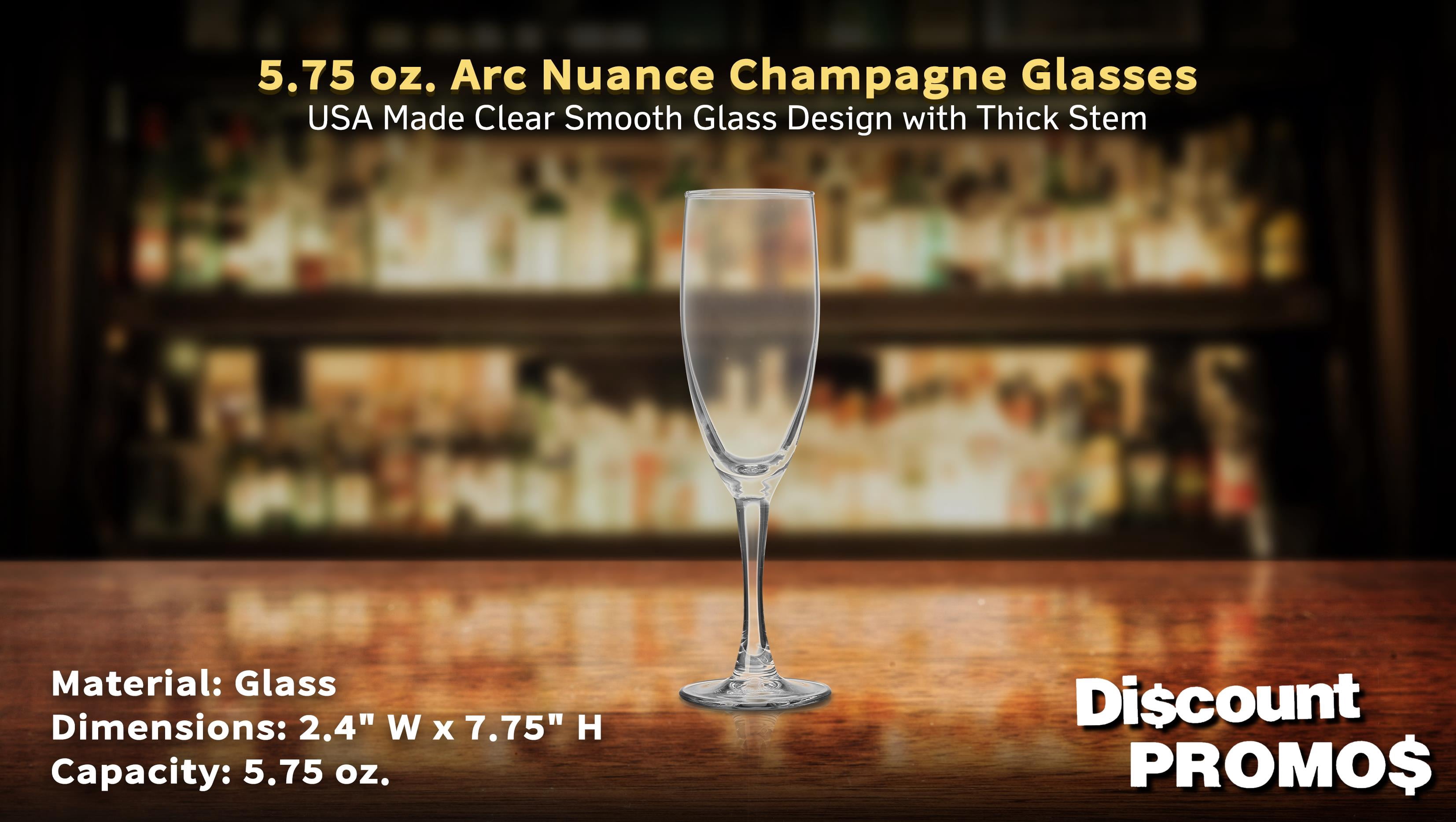 Nuance Champagne Flutes by ARC 5.75 oz. Set of 10, Bulk Pack - Perfect for Hotel, Bar, Restaurant or Lounge - Clear