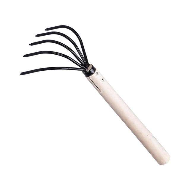 Rastrillo de jardín de 5 púas, rastrillo de mano para desherbar, aflojar y peinar hojas. 36cmx10cm