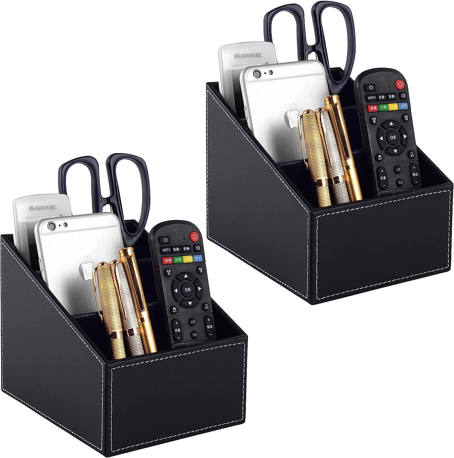 TV Remote Control Holder with 3 Compartments, Media Accessory Storage