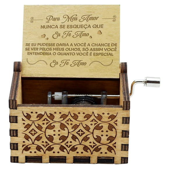 Wooden Music Box, Antique Engraved Music Boxes for Love, Happy Birthday Music Box, Gifts for Lover, Boyfriend, Girlfriend, Husband, Wife, C