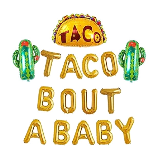 Juego de 16 globos decorativos para fiestas, globos de cactus, globos con letras TACO BOUT A BABY, suministros para fiestas de cumpleaños, bodas, baby shower