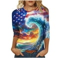 thumbnail image 2 of Frostluinai Women's USA Star Stripes Fourth July Tee Shirts 3/4 Sleeve Crew Neck 4th of July Tshirts Patriotic Graphic Tees Gifts, 2 of 5