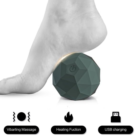 Vibrating Massage Ball with Heat - Portable Physical Therapy for Muscle Relief Up to 120 ℉ Heating Temperature for Myofascial Release and Trigger Point Treatment Mini Size Massage Ball-Gray