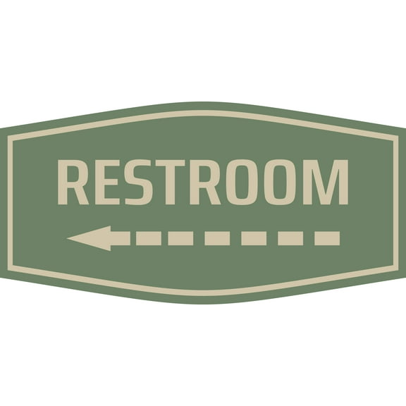 Fancy Plus Restroom (Left Arrow) Wall or Door Sign | Business and Workplace Bathroom Signage - Large