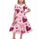 thumbnail image 1 of Vestido de manga corta con cuello vuelto para niñas Vestido elástico de manga corta para niñas Vestido skater con volantes de corte A Vestido de recital escolar Vestido de manga corta con cuello vuelt, 1 of 6