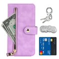 thumbnail image 3 of ELEHOLD Luxury Wallet Case for iPhone 14 Pro Max 6.7" Card Slots Zipper Purse Stand Function with Crossbody Strap Wrist Strap PU Leather Shockproof Case, Lightpurple, 3 of 9