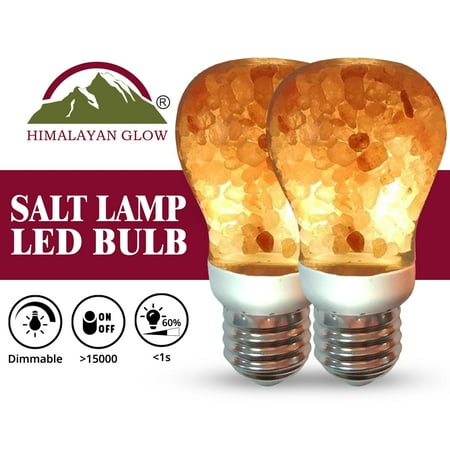 Himalayan Glow Pink Salt LED Light Bulb, 60W, Warm Amber Glow with Salt Lamp Effect, Energy-Efficient Lighting for Home Décor, Pack of 2