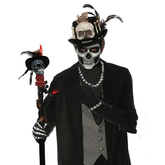 UNDERWRAPS Skull Halloween Jewelry Set - Black and White Skull Necklace, Halloween Costume Jewelry, Skull and Cross bones Set, Voo doo Accessories (One Size)