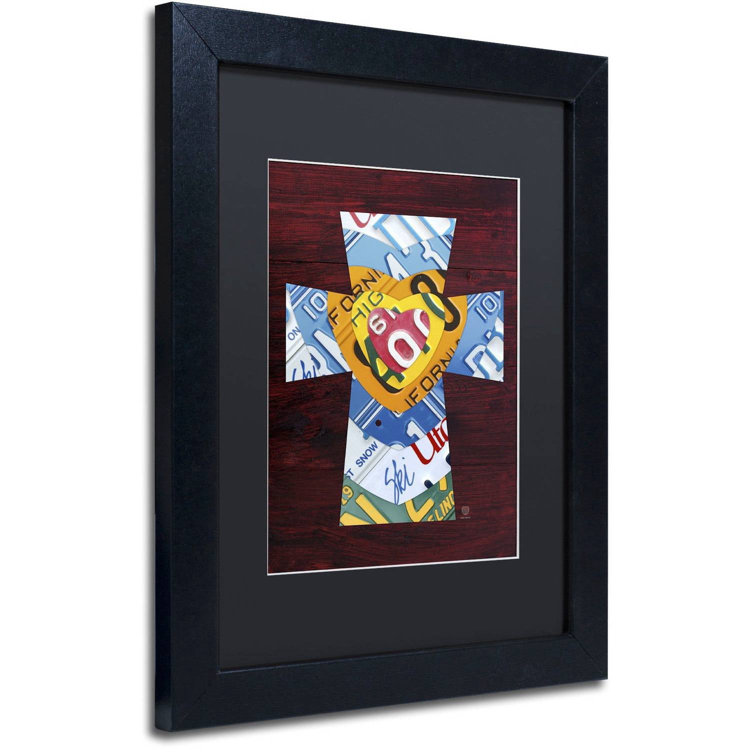 Trademark Fine Art 'Heart Cross' Canvas Art by Design Turnpike, Black Matte, Black Frame