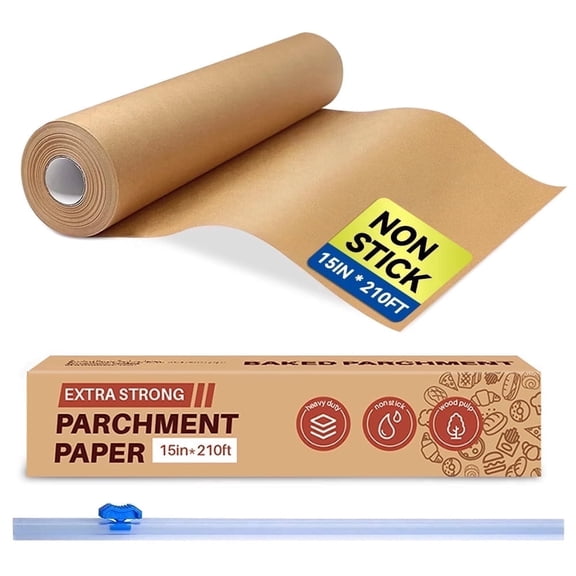 Unbleached Parchment Paper,15 x 210 ft Parchment Baking Paper Roll - 260Sq Ft  for Baking,Cooking,Grilling,Air Fryer and Steaming