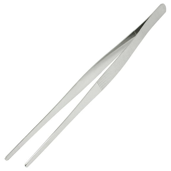Unique Bargains Household 30cm Length Silver Tone Flat Straight Tweezers