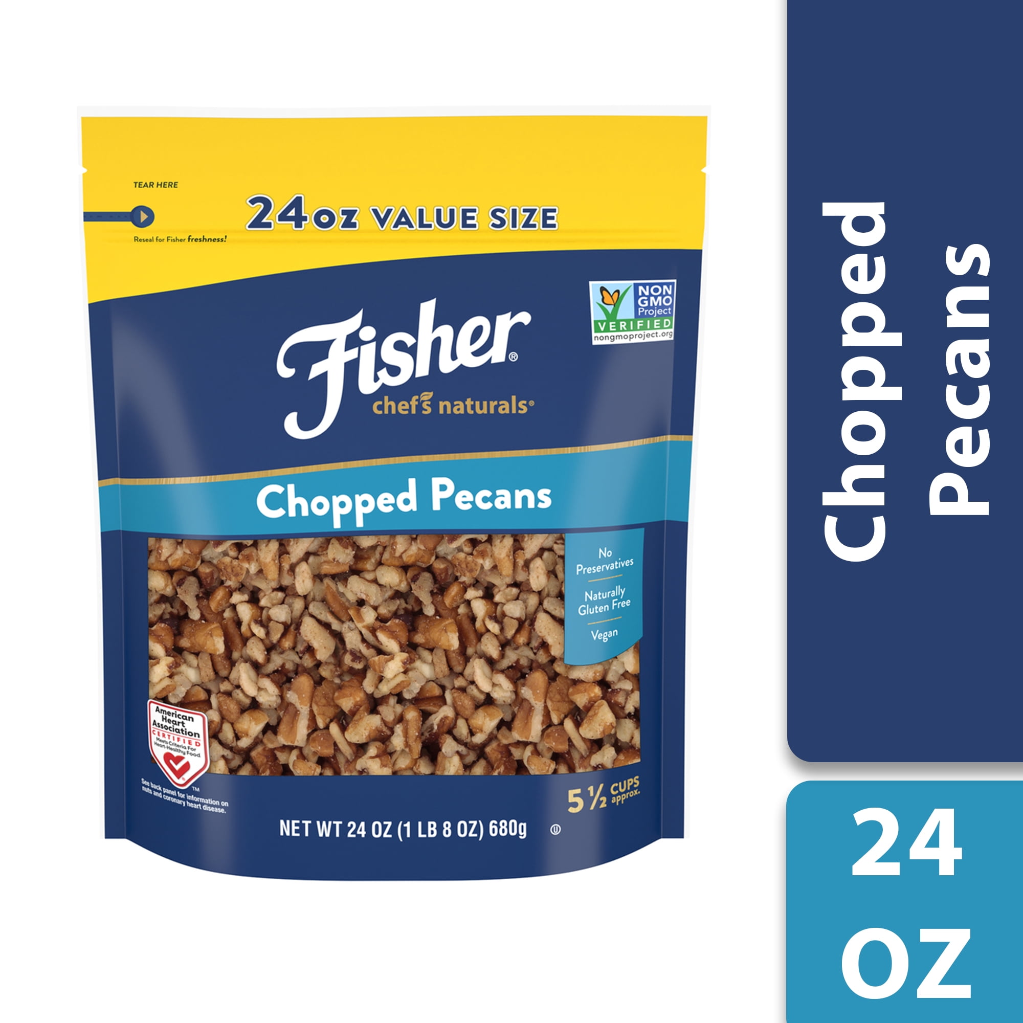 FISHER Chef's Naturals Chopped Pecans, 24 oz, Naturally Gluten Free, No