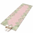 thumbnail image 2 of Runner Rug 2 x 6 Ft, Pink Leaves Washable Non-Slip Floor Mat for Kitchen Hallway/Entryway, Green Summer Botanical Pastoral Long Kitchen Runner Area Rugs for Living Room, Low-Profile, 2 of 7