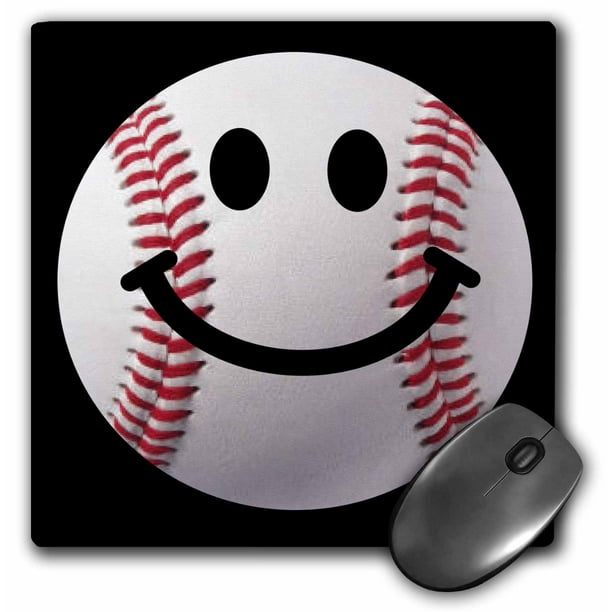 3dRose Baseball Smiley Face - Sporty Sports fan smilie red and white