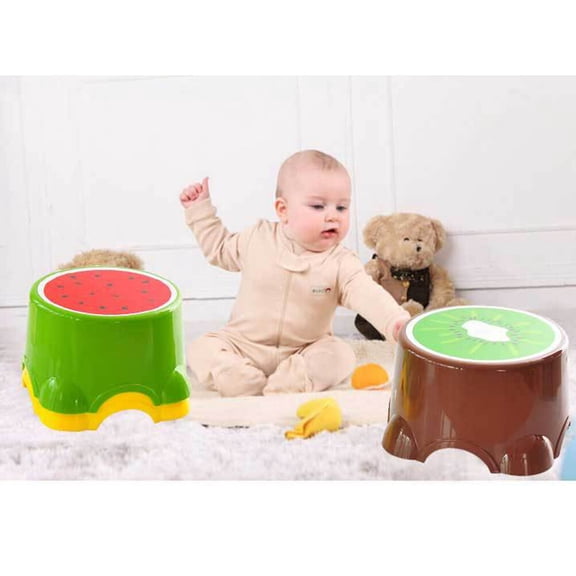SOPOTUTU Children's Orange Fruit Themed Stool Plastic PP Safe for Sitting Perfect for Kindergarten and Elementary School 1xBig 1xSmall