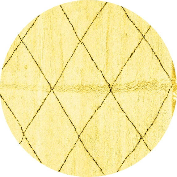 Ahgly Company Indoor Round Solid Yellow Modern Area Rugs, 5' Round