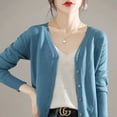 thumbnail image 1 of V-Neck Mid-Length Thin Sweater Cardigan Pure Color Spring Summer Breathable Stretchable Open Front Knitted Vest Women's Fashion, 1 of 5