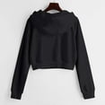 thumbnail image 3 of ORUYROP Sweat à Capuche Court à Manches Longues Zippé Rayé pour Femmes, Veste Décontractée à Cordon de Serrage, 3 of 6