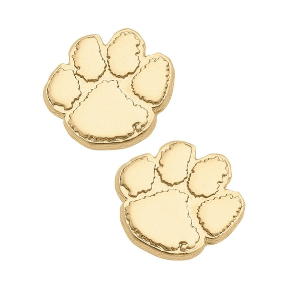 Women's CANVAS Style Clemson Tigers 24K Gold Plated Stud Earrings