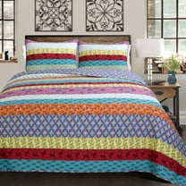 Cozy Line Home Fashions Striped Cotton Reversible Quilt Sets, King, 3-Pieces