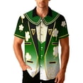 thumbnail image 2 of SGFCWSX St. Patrick's Day Men's Short Sleeve Button Down Shirt Tuxedo Shamrock Print Casual Party Shirt Green Size M, 2 of 9